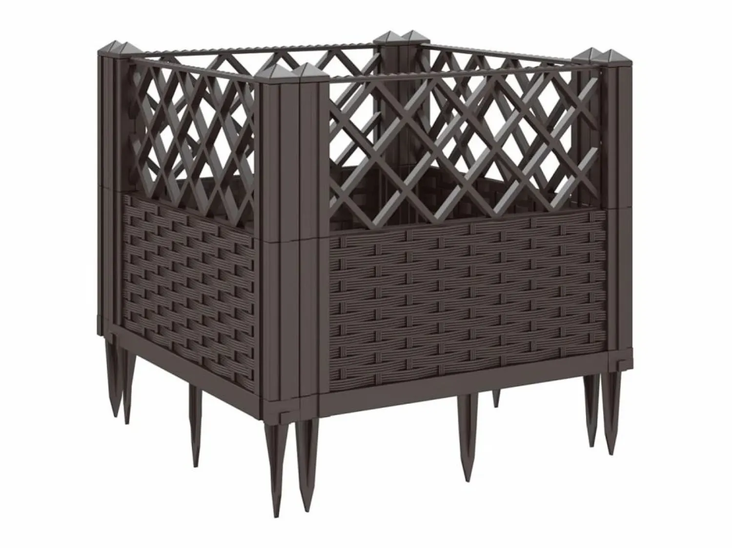 Jardinera con clavijas PP marrón 43,5x43,5x43,5 cm Jardinera