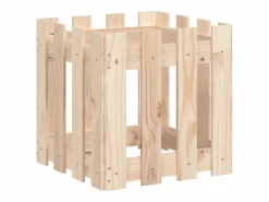 Clicnbuy Jardinera con diseño de valla madera maciza de pino 40x40x40 cm
