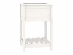 Clicnbuy Jardinera con estante madera maciza de pino 54x54x81 cm Blanco
