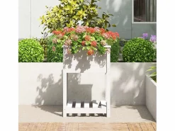 Clicnbuy Jardinera con estante madera maciza de pino 54x54x81 cm Blanco