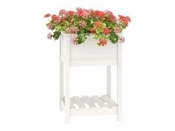 Clicnbuy Jardinera con estante madera maciza de pino 54x54x81 cm Blanco