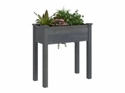 Clicnbuy Jardinera con forro interior madera abeto 71x37x76 cm Gris