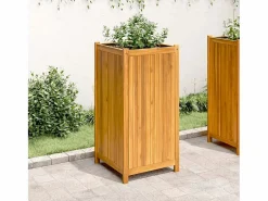 Best Clicnbuy Jardinera con forro madera maciza de acacia 50x50x100 cm Marru00f3n