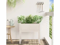 New Clicnbuy Jardinera con patas madera maciza de pino 70x31x70 cm Blanco