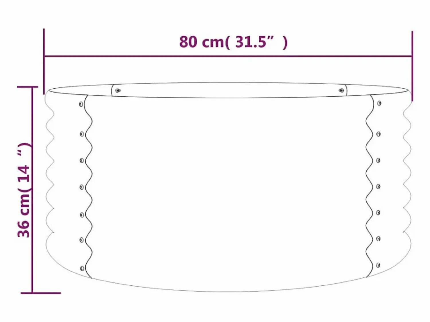 Clicnbuy Jardinera de acero con recubrimiento en polvo 80x80x36 cm