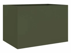 Clicnbuy Jardinera de acero laminado en frío oliva 62x47x46 cm