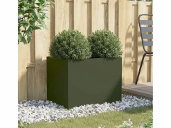 Clicnbuy Jardinera de acero laminado en frío oliva 62x47x46 cm
