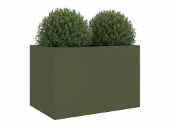 Clicnbuy Jardinera de acero laminado en frío oliva 62x47x46 cm