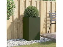 Clicnbuy Jardinera de acero laminado en frío oliva 42x38x75 cm