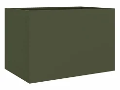 Clearance Jardinera de acero laminado en frío oliva 62x40x39 cm Jardinera