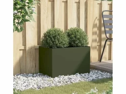 Clearance Jardinera de acero laminado en frío oliva 62x40x39 cm Jardinera