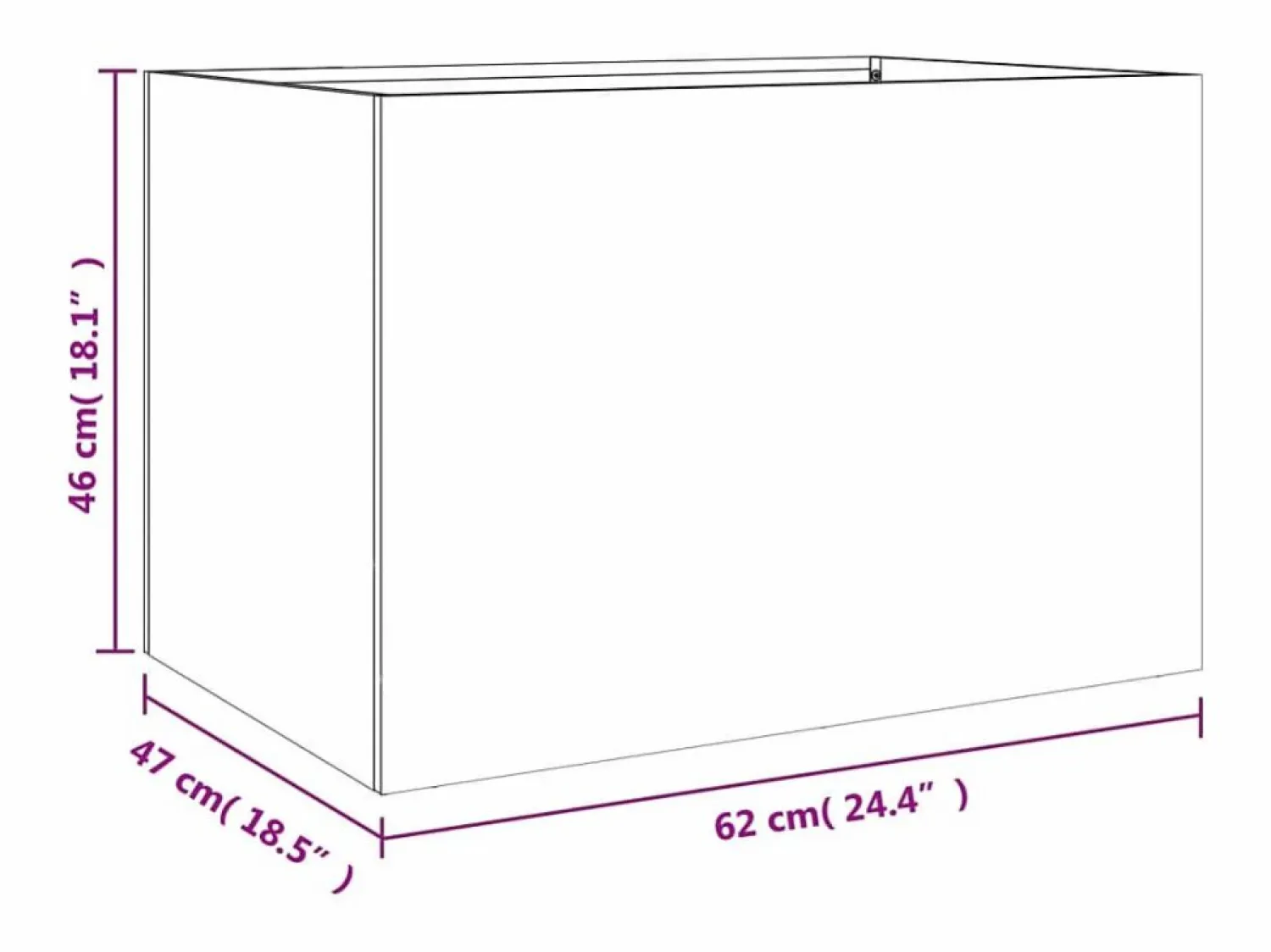 Outlet Jardinera de acero laminado en frío 62x47x46 cm Jardinera