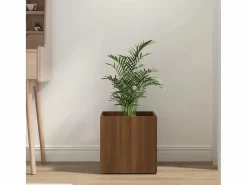 Jardinera de madera contrachapada marrón roble 40x40x40 cm Jardinera