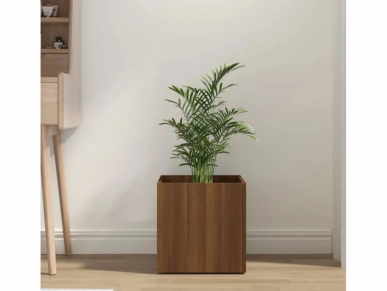 Jardinera de madera contrachapada marrón roble 40x40x40 cm Jardinera