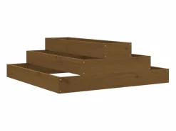 Clicnbuy Jardinera de madera maciza de pino marrón miel 80x80x27 cm