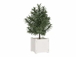 Clearance Clicnbuy Jardinera de madera maciza de pino 31x31x31 cm Blanco