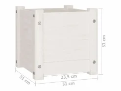 Clearance Clicnbuy Jardinera de madera maciza de pino 31x31x31 cm Blanco