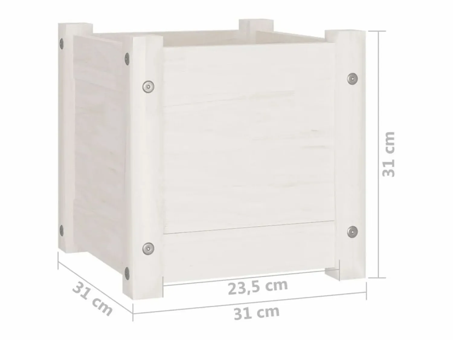 Clearance Clicnbuy Jardinera de madera maciza de pino 31x31x31 cm Blanco