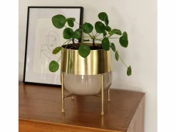 Rendez-Vous Déco Jardinera de metal y latón claro - Moose Rosa