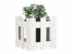 Jardinera diseño de valla madera maciza pino blanca 30x30x30 cm Jardinera