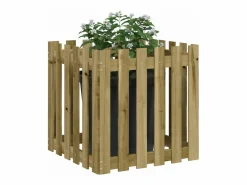 Clicnbuy Jardinera diseño de valla madera de pino impregnada 60x60x60 cm Marru00f3n
