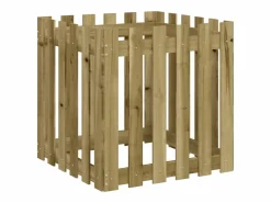 Clicnbuy Jardinera diseño de valla madera de pino impregnada 60x60x60 cm Marru00f3n