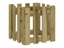 Discount Jardinera diseño de valla madera de pino impregnada 40x40x40 cm Jardinera