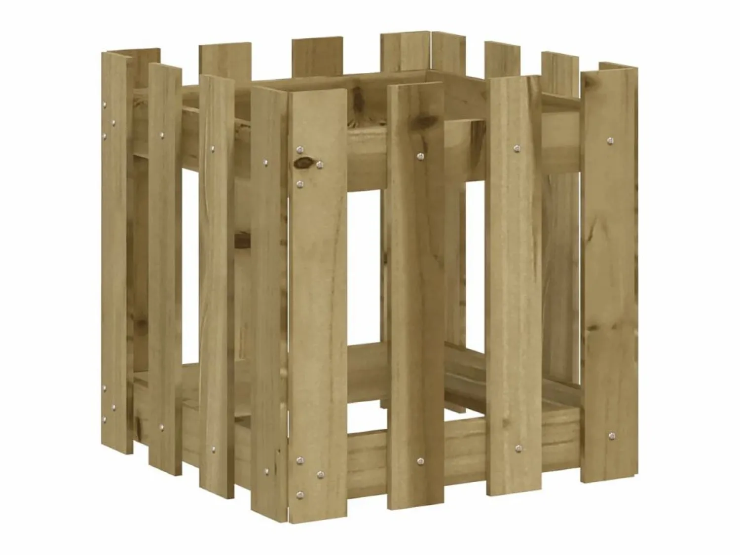 Discount Jardinera diseño de valla madera de pino impregnada 40x40x40 cm Jardinera