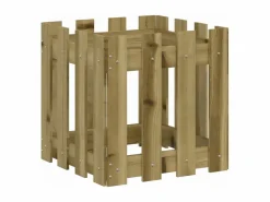 Discount Jardinera diseño de valla madera de pino impregnada 40x40x40 cm Jardinera