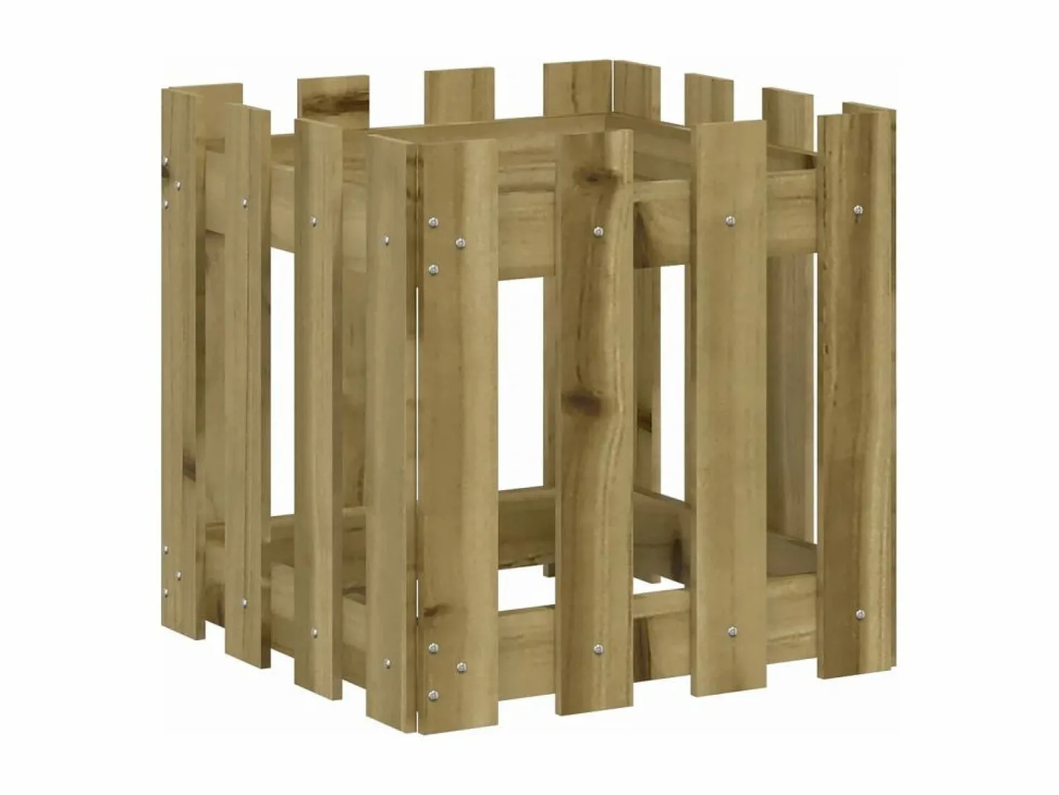 Discount Jardinera diseño de valla madera de pino impregnada 40x40x40 cm Jardinera