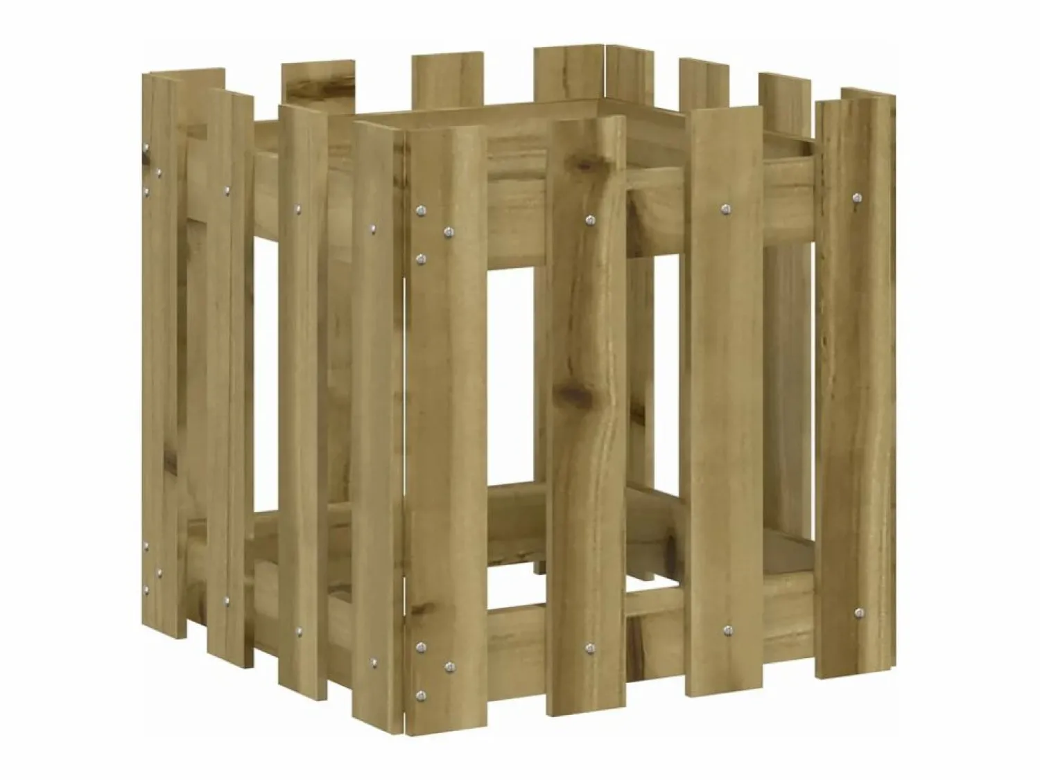 Discount Jardinera diseño de valla madera de pino impregnada 40x40x40 cm Jardinera
