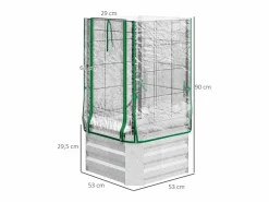 Sale Jardinera elevada con enrejado y 3 estantes, jardinera de madera, para plantas trepadoras, gris (53x53x90 cm) Plateado