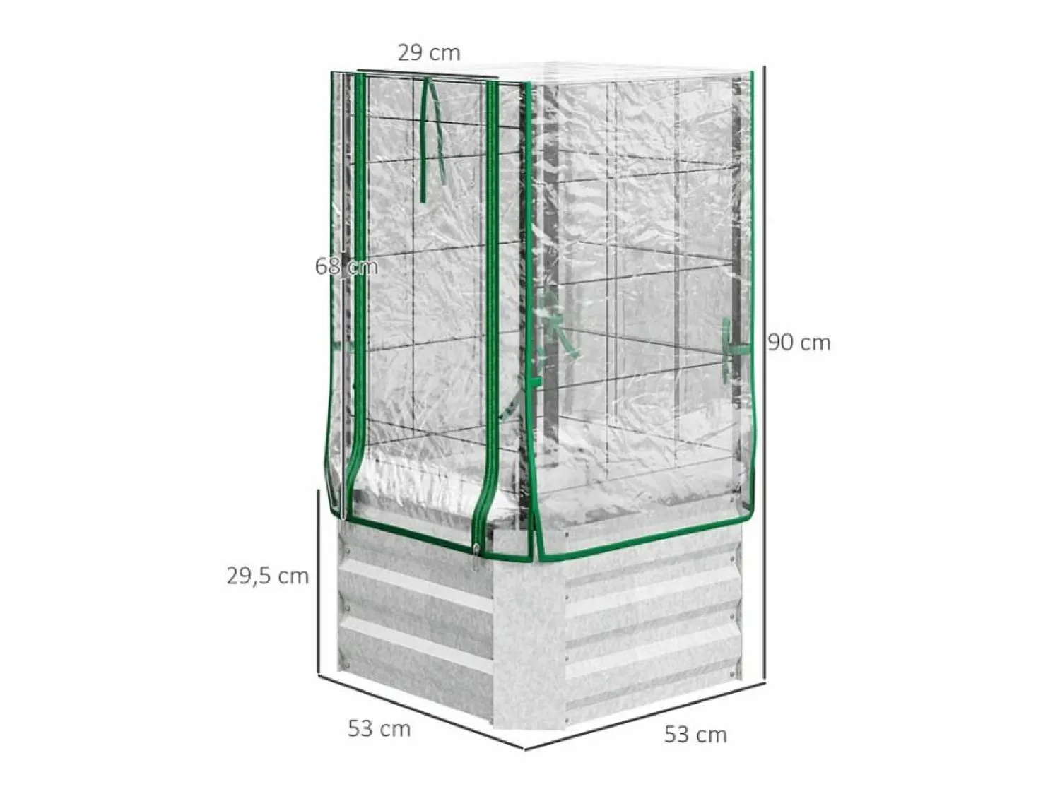 Sale Jardinera elevada con enrejado y 3 estantes, jardinera de madera, para plantas trepadoras, gris (53x53x90 cm) Plateado