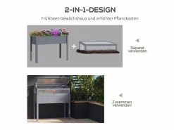 Outlet Jardinera elevada con invernadero integrado, madera tratada, policarbonato (120x54x122cm) Invernadero De Jardín