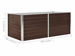 Clicnbuy Jardinera elevada de acero galvanizado marrón 160x80x45 cm