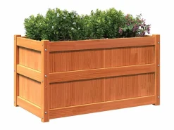 Clicnbuy Jardinera exterior madera maciza pino marrón cera 90x50x50 cm Marru00f3n