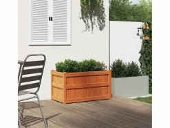 Clicnbuy Jardinera exterior madera maciza pino marrón cera 90x50x50 cm Marru00f3n