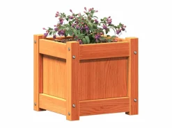 Clicnbuy Jardinera exterior madera maciza pino marrón cera 31x31x31 cm