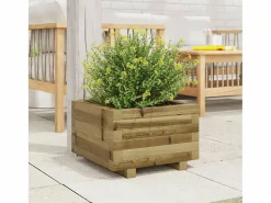Sale Clicnbuy Jardinera madera de pino impregnada 40x40x26,5 cm Marru00f3n