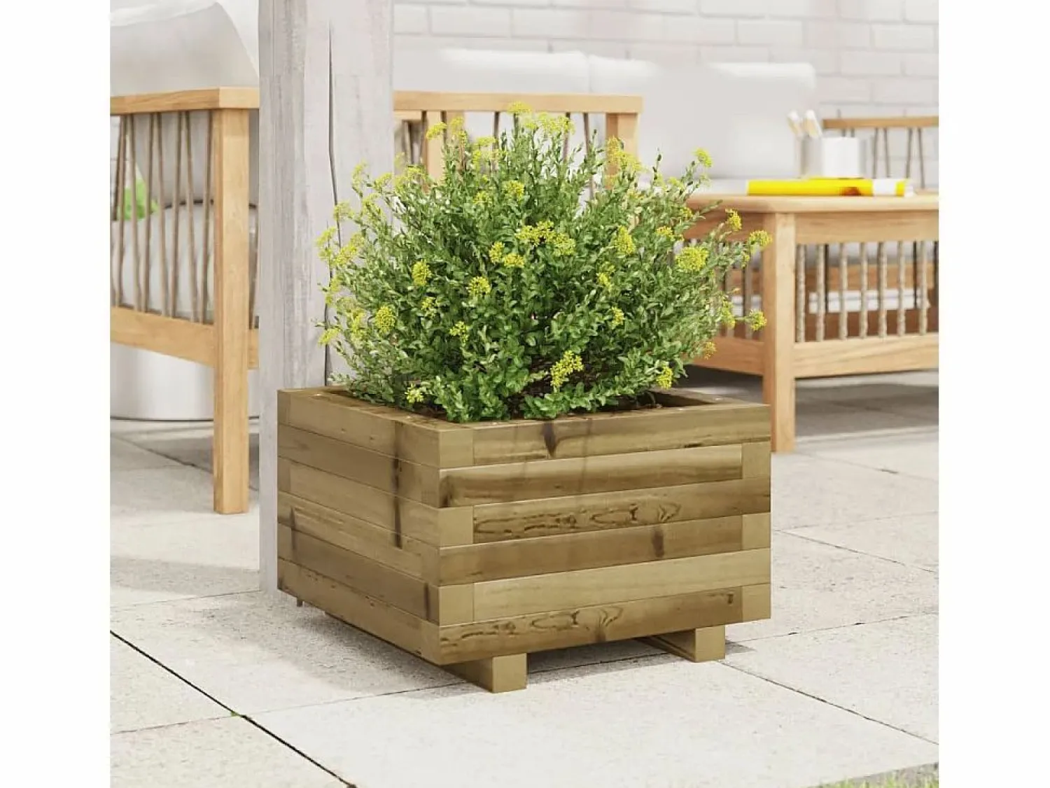 Sale Clicnbuy Jardinera madera de pino impregnada 40x40x26,5 cm Marru00f3n