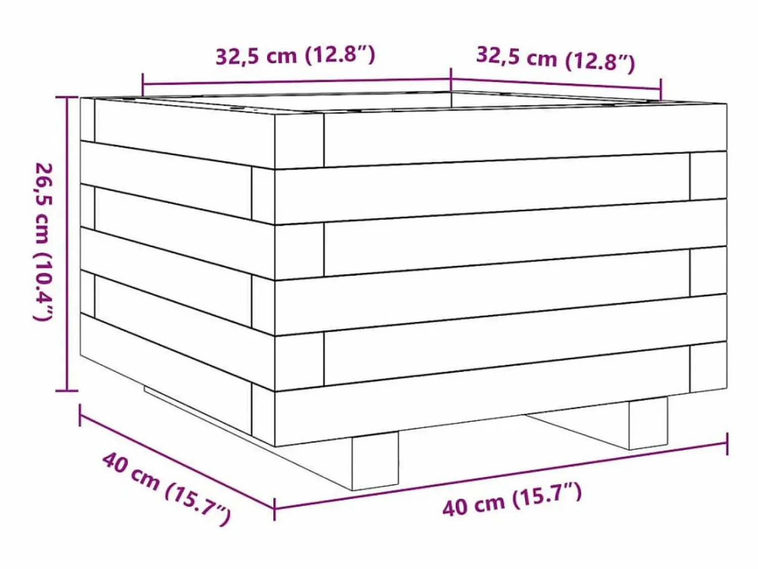 Sale Clicnbuy Jardinera madera de pino impregnada 40x40x26,5 cm Marru00f3n