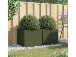 Discount Jardineras 2 unidades acero laminado en frío oliva 49x47x46 cm Jardinera