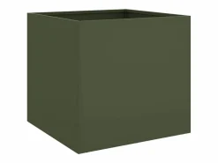 Discount Jardineras 2 unidades acero laminado en frío oliva 49x47x46 cm Jardinera