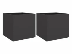 Clicnbuy Jardineras 2 unidades acero laminado en frío 42x40x39 cm Negro