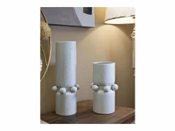 New Jarrón bola de cerámica blanca 15,5x41 cm Jarrón