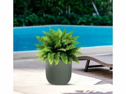 Jarrón cilíndrico de resina Raffaello de 35x34 cm para plantas de interior y exterior Jarrón