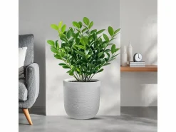 Sale Jarrón cilíndrico de resina Raffaello Bianco de 35x34 cm para plantas de interior y exterior Blanco