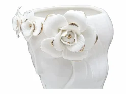 Jarrón de cerámica blanca con cara de mujer 14,8x13x29 cm