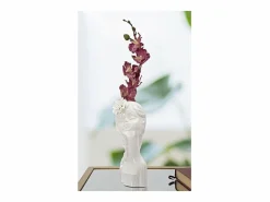 Sale Jarrón de cerámica blanca con cara de mujer 10,5x10x24,7 cm Jarrón