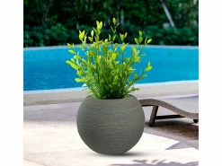 Discount Jarrón de resina con diseño de esfera redonda Botticelli para plantas de interior y exterior, 40x33 cm Jarrón